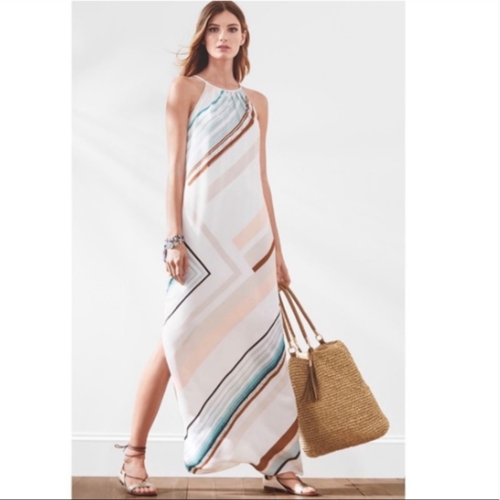 White House Black Mkt Asymmetric Stripe Maxi Dress